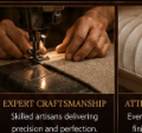 Upholstery artisan sewing fabric